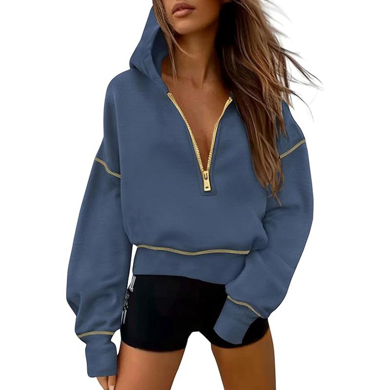 Céleste | Cropped Zip Hoodie with Stitch Detail