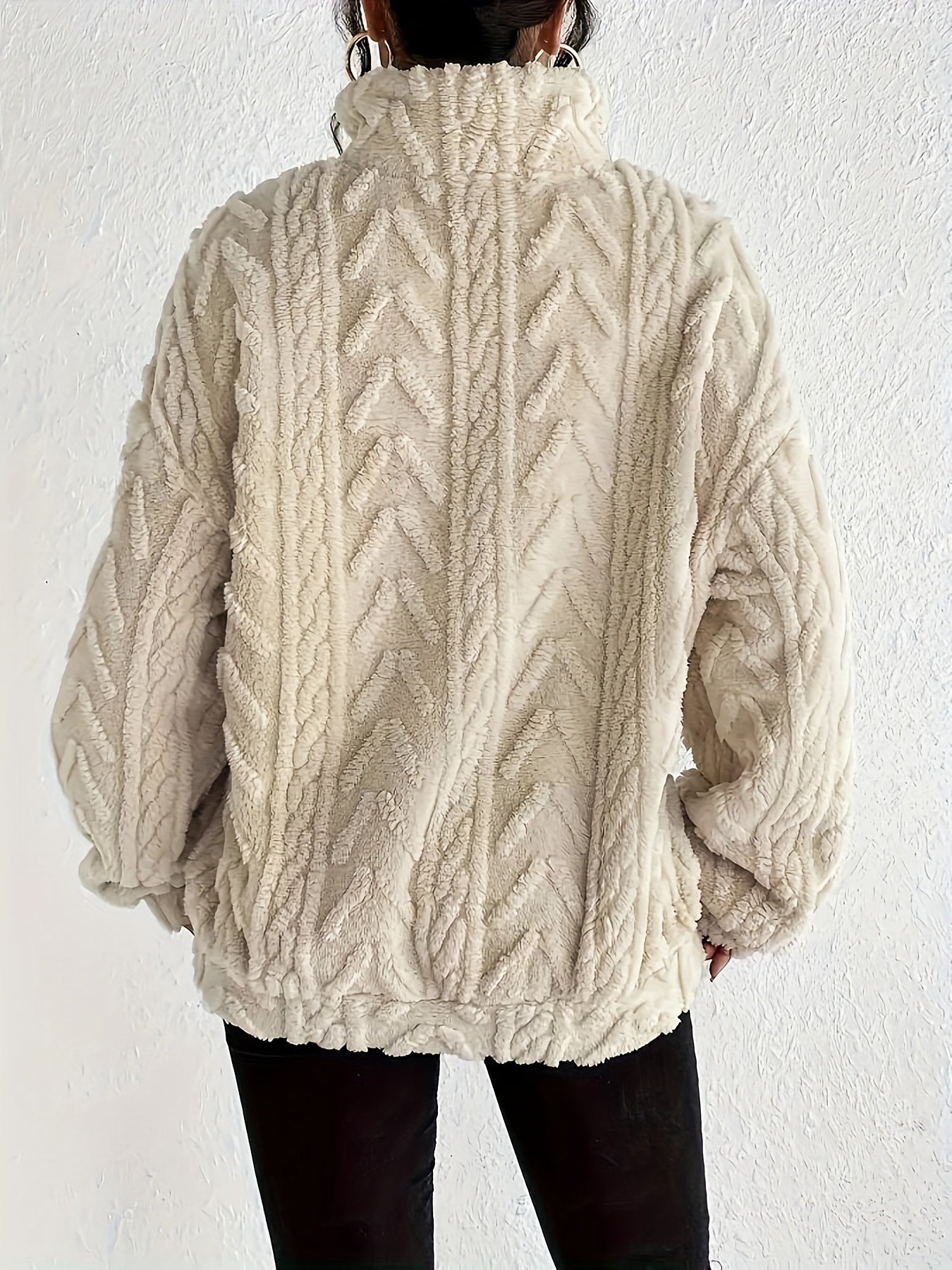 Elara | Cable-Knit Fleece Half-Zip Sweater