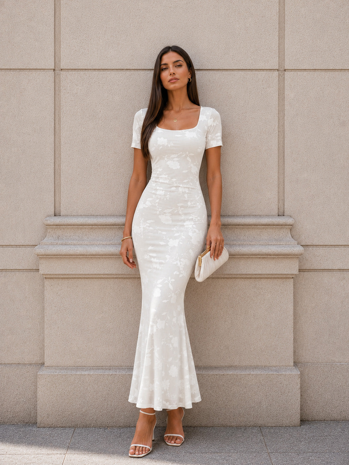 Montana | Floral Square Neck Mermaid Maxi Dress