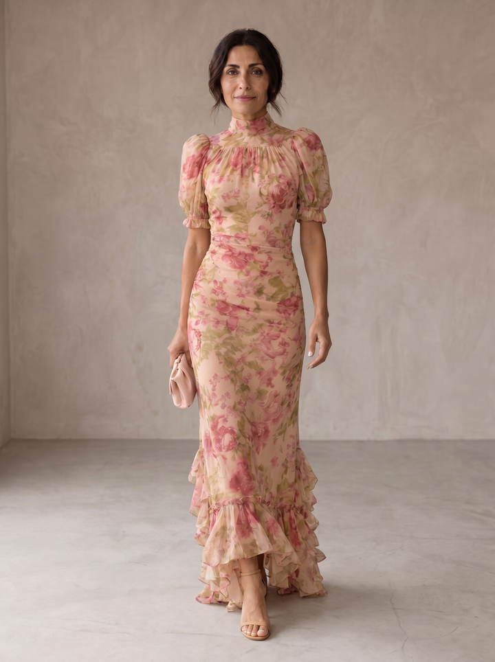 Delaney | Watercolor Floral Chiffon Maxi Dress