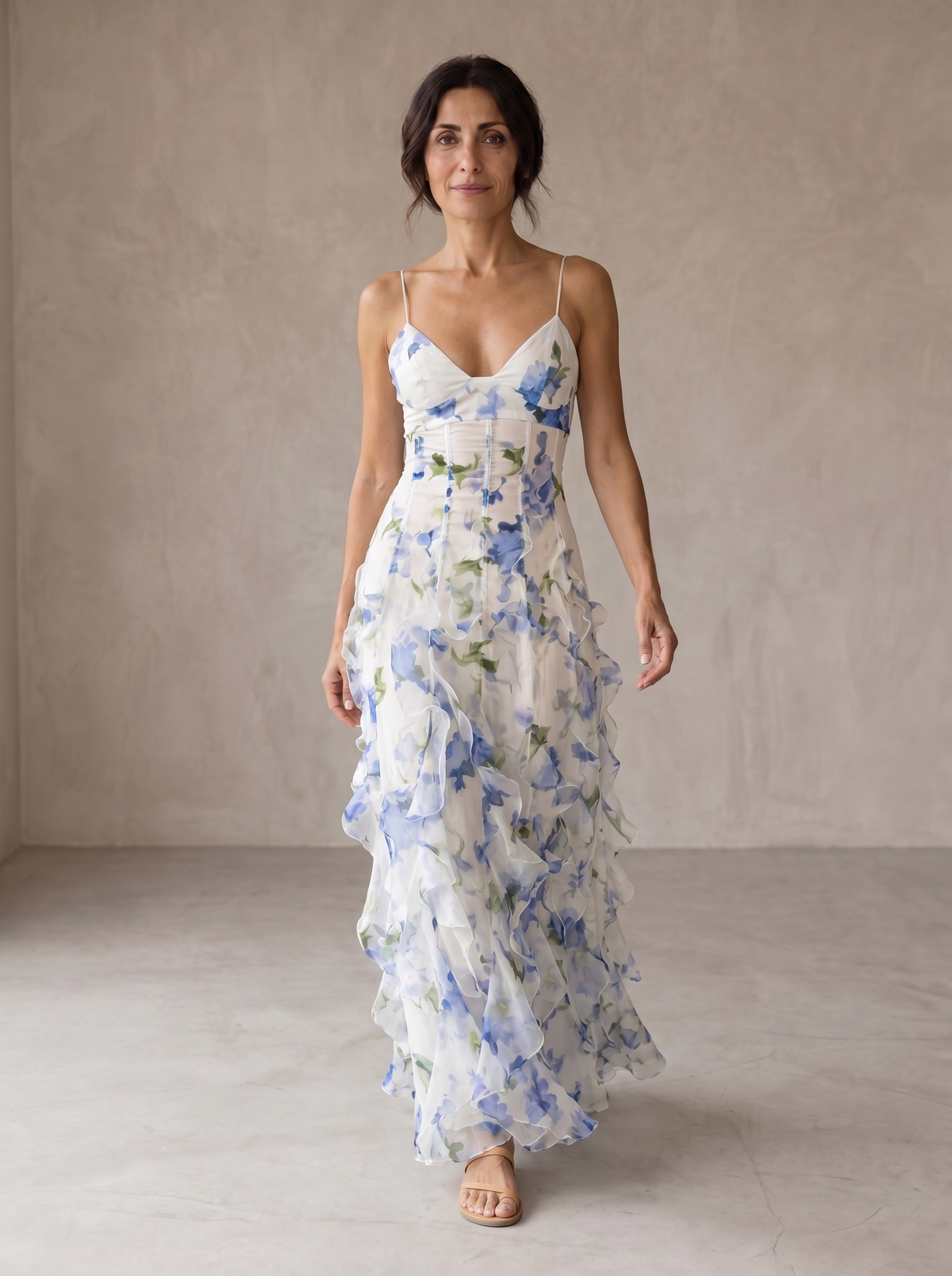 Kesia | Floral Midi Dress with Ruched Details