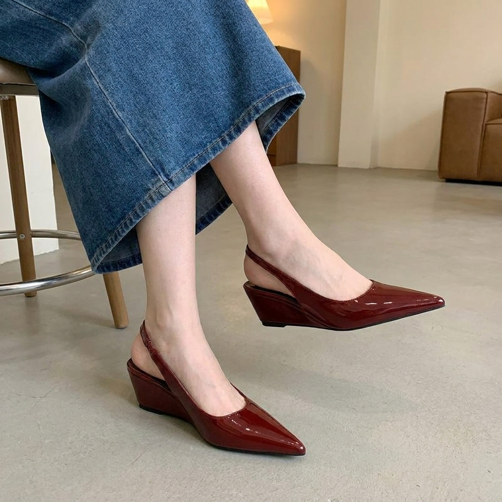 Sibyl | Pointed-Toe Slingback Wedges
