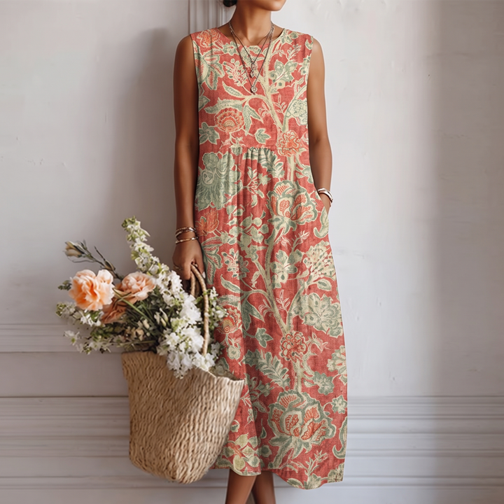 Ula | Floral Print Linen Dress