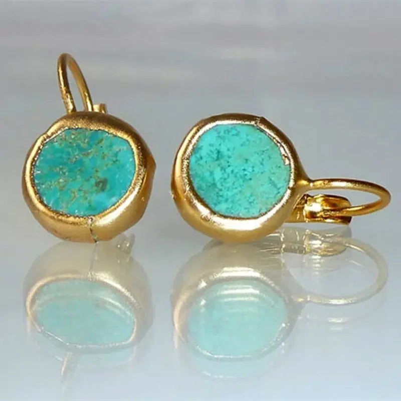 Sadie | Gold & Turquoise Stone Earrings