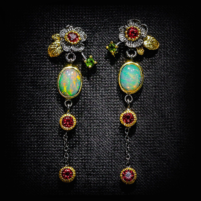 Xena | Boho Opal & Zirconia Drop Earrings