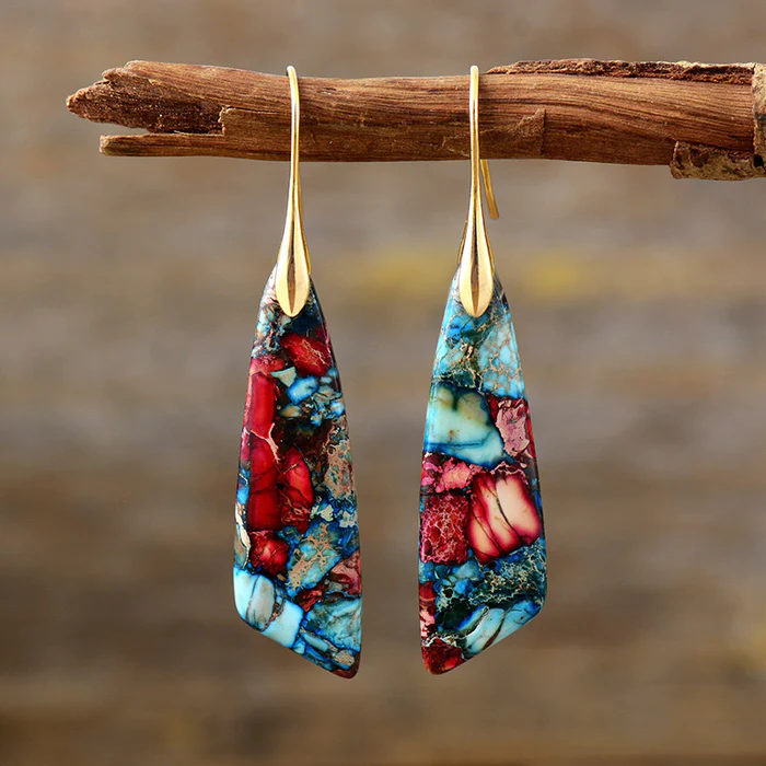 Rachel | Colorful Stone Drop Earrings