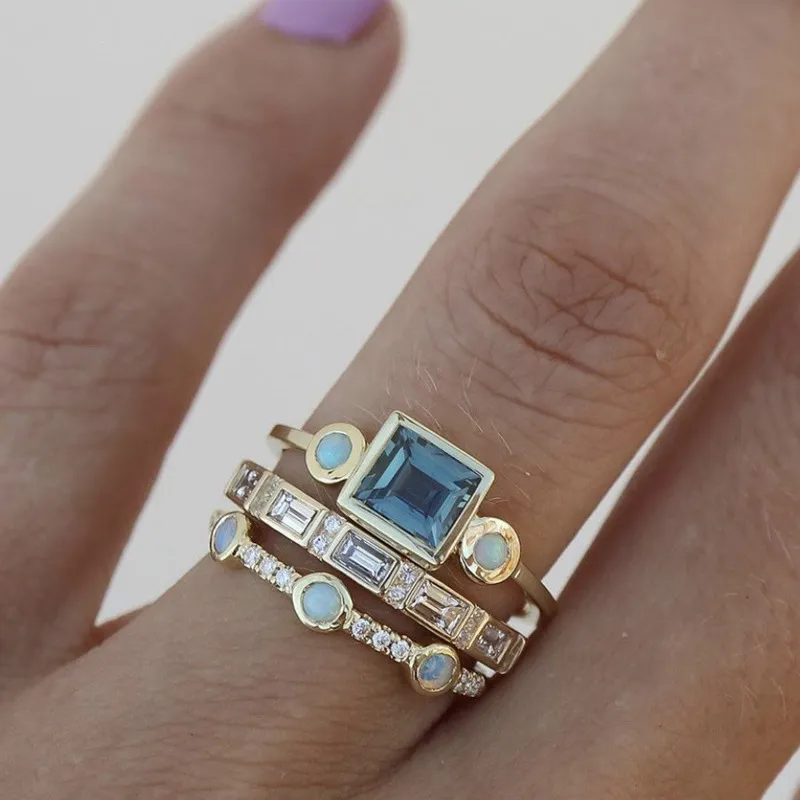 Indigo | Vintage Crystal Ring Set