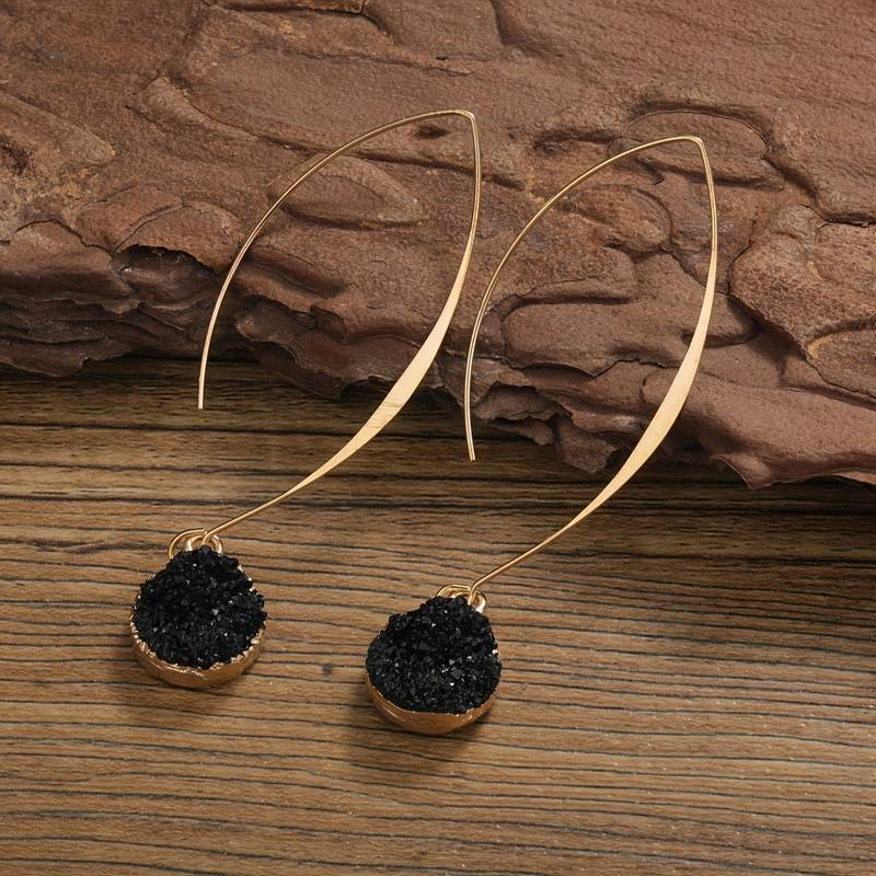 Vera | Vintage Black Gold Dangling Earrings
