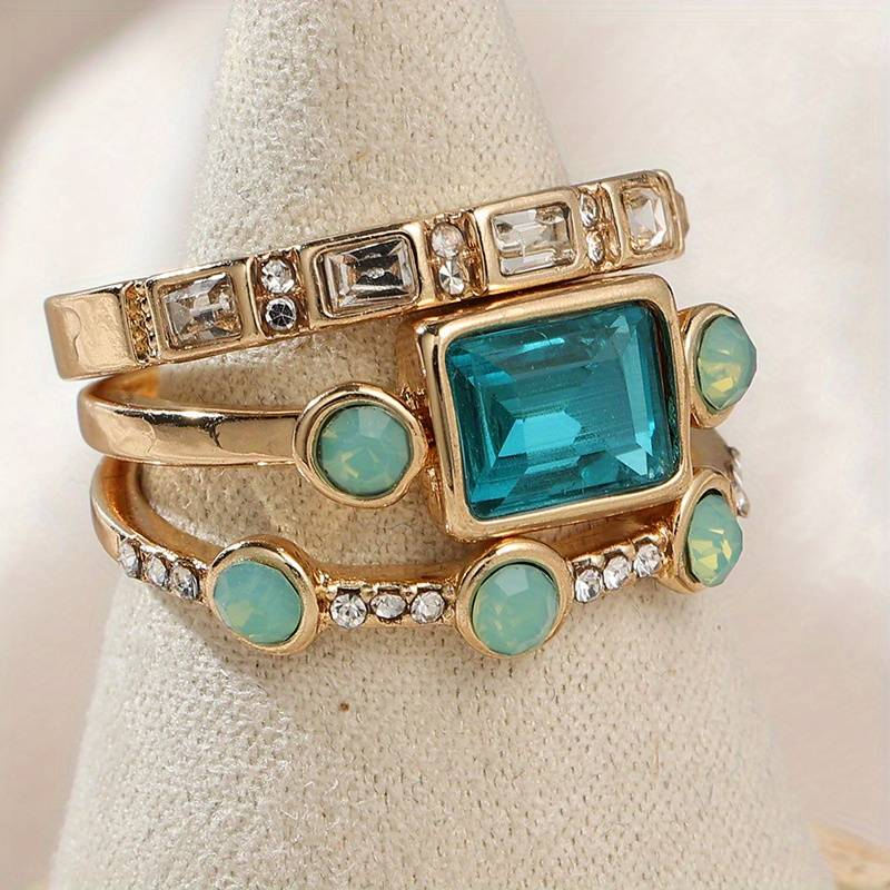 Indigo | Vintage Crystal Ring Set
