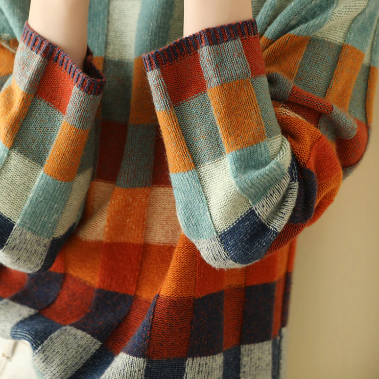Vivienne | Retro Plaid Cozy Knit Sweater