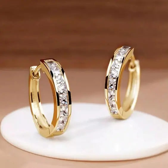 Penny | Gold Crystal Statement Hoops