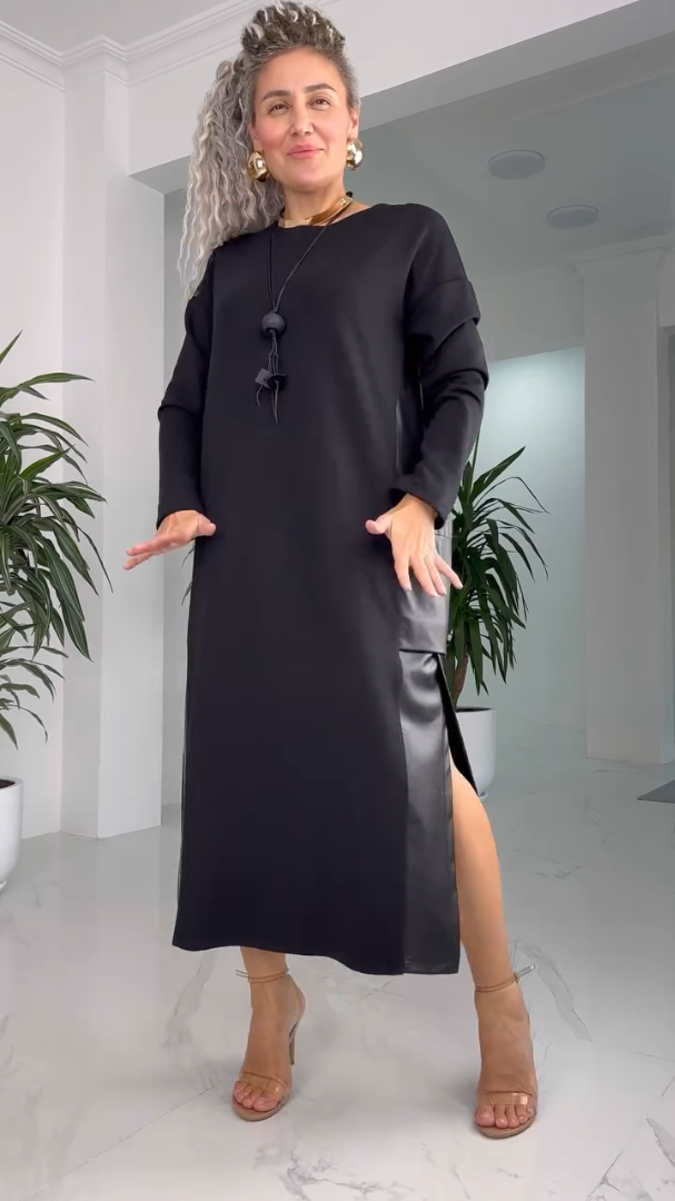 Céleste | Minimalist Midi Dress with Side Slit