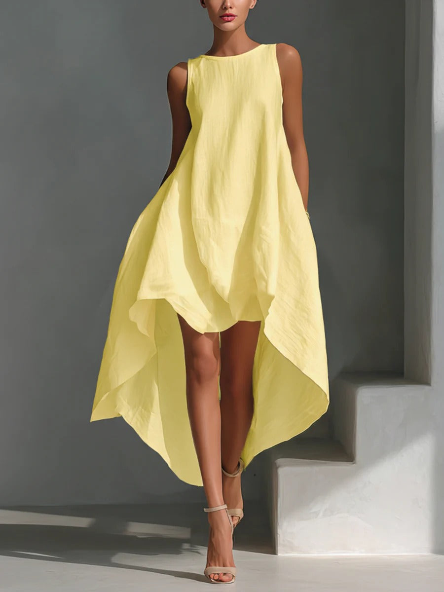 Anabel | Linen-Blend High-Low Dress