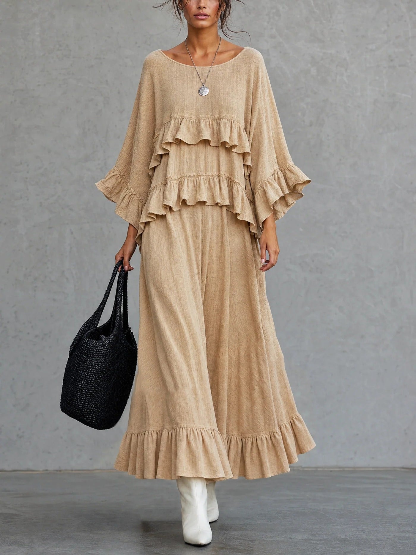 Rosamund | Bohemian Textured Woven Maxi Dress