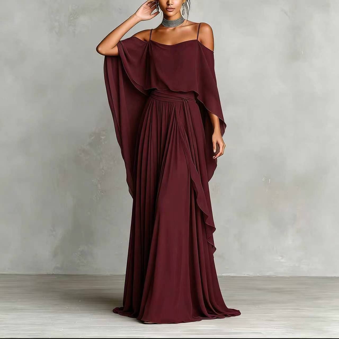 Erin | Chiffon Cowl-Neck Maxi Dress