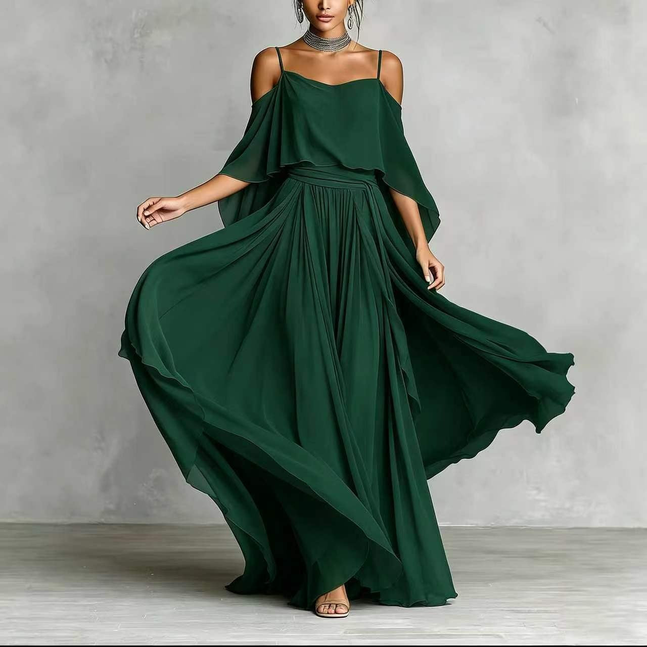 Erin | Chiffon Cowl-Neck Maxi Dress
