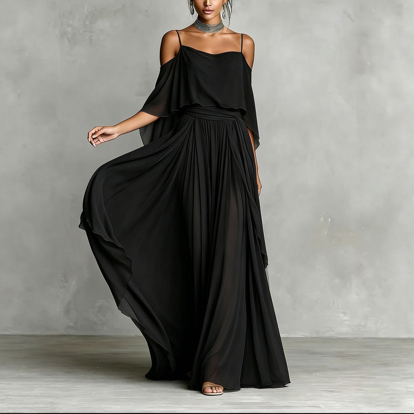 Erin | Chiffon Cowl-Neck Maxi Dress