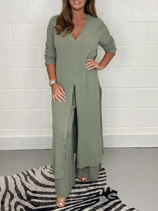 Guadalupe | Casual V-Neck Two-Piece Set