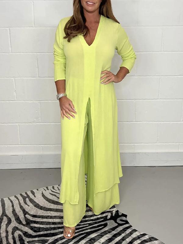 Guadalupe | Casual V-Neck Two-Piece Set