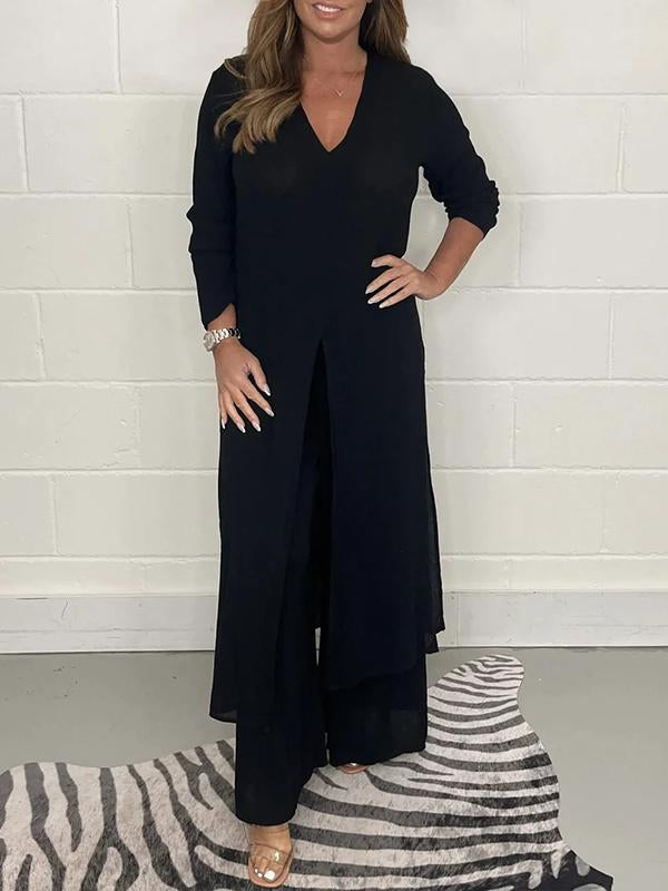 Guadalupe | Casual V-Neck Two-Piece Set