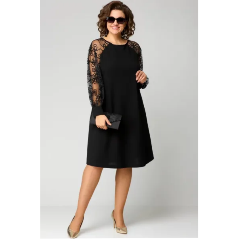 Julie | Lace Patchwork Crew-Neck Dress