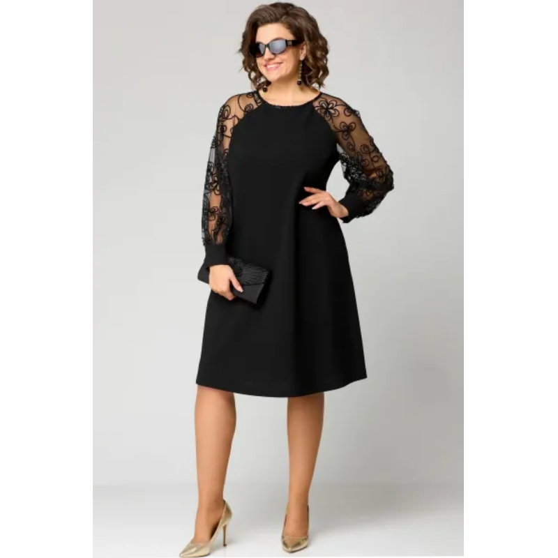 Julie | Lace Patchwork Crew-Neck Dress