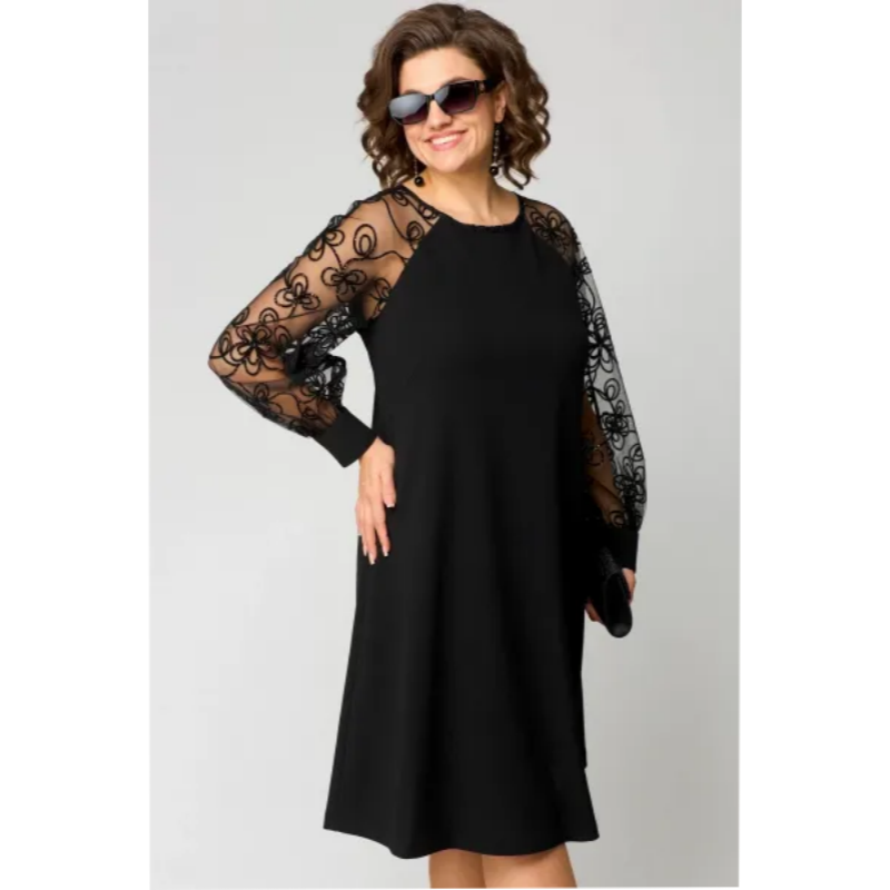 Julie | Lace Patchwork Crew-Neck Dress