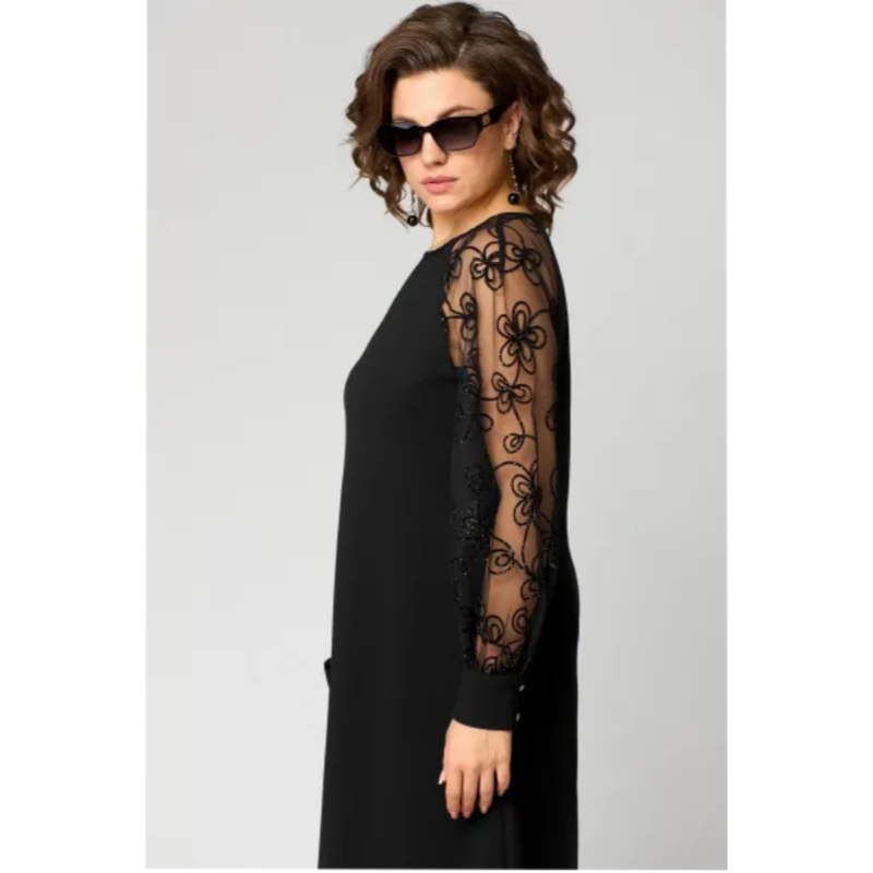 Julie | Lace Patchwork Crew-Neck Dress