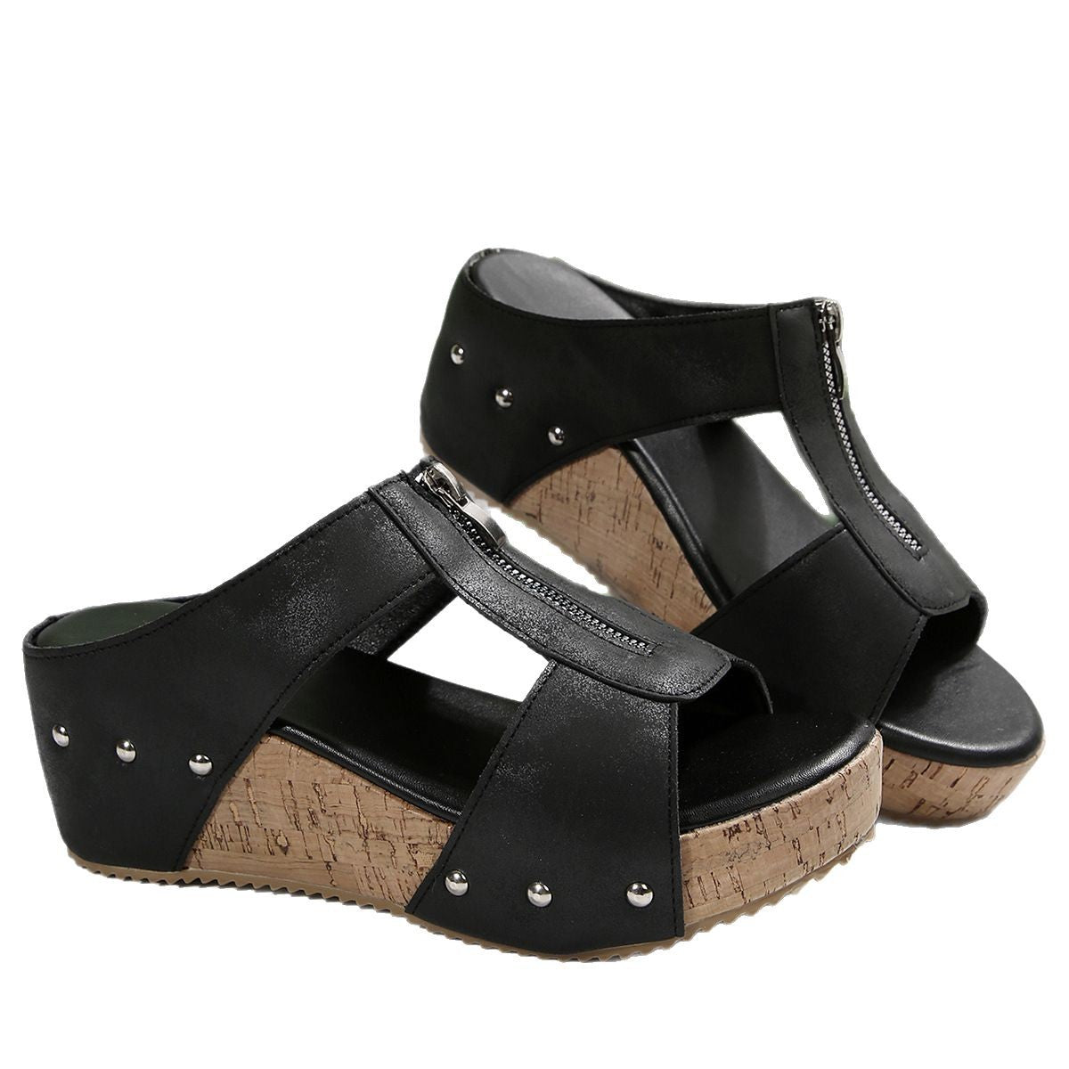 Odessa | Cork Wedge Slide Sandals