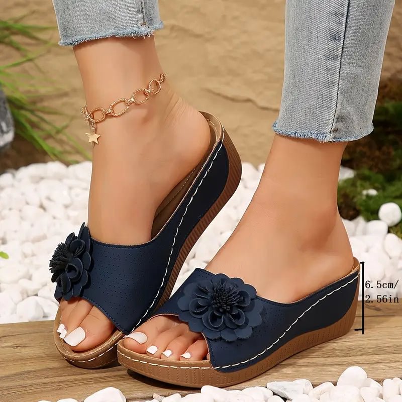 Delia | Ergonomic Floral Slip-On Sandals