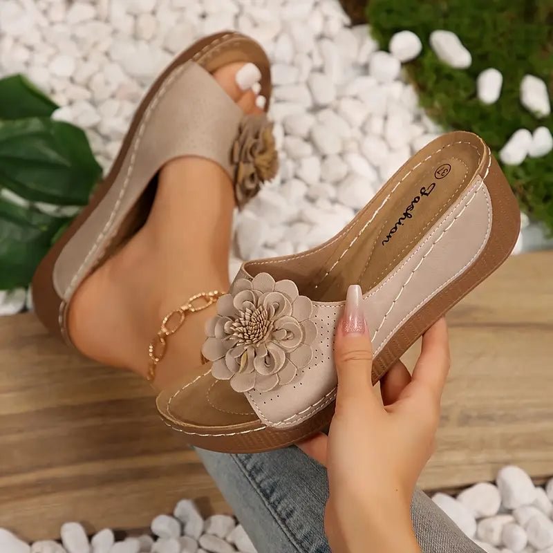 Delia | Ergonomic Floral Slip-On Sandals