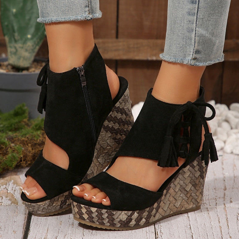 Natalie | Boho Wedge Tassel Sandals
