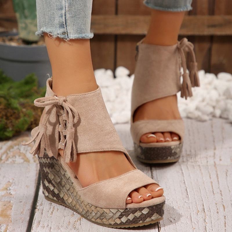 Natalie | Boho Wedge Tassel Sandals