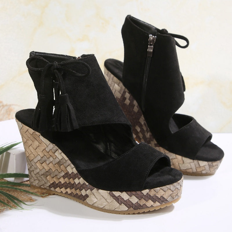 Natalie | Boho Wedge Tassel Sandals