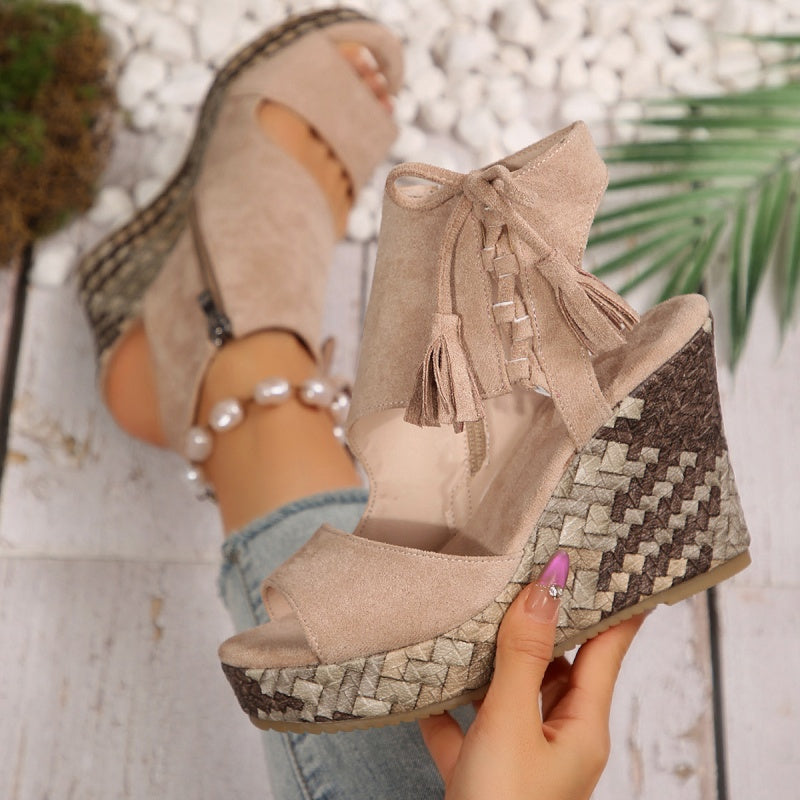 Natalie | Boho Wedge Tassel Sandals
