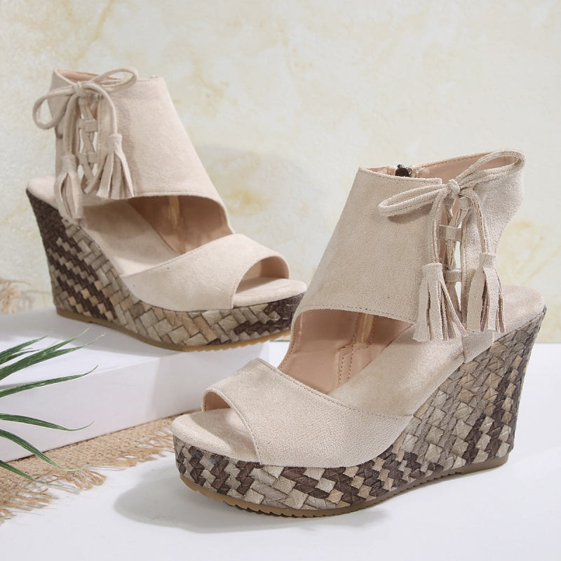 Natalie | Boho Wedge Tassel Sandals