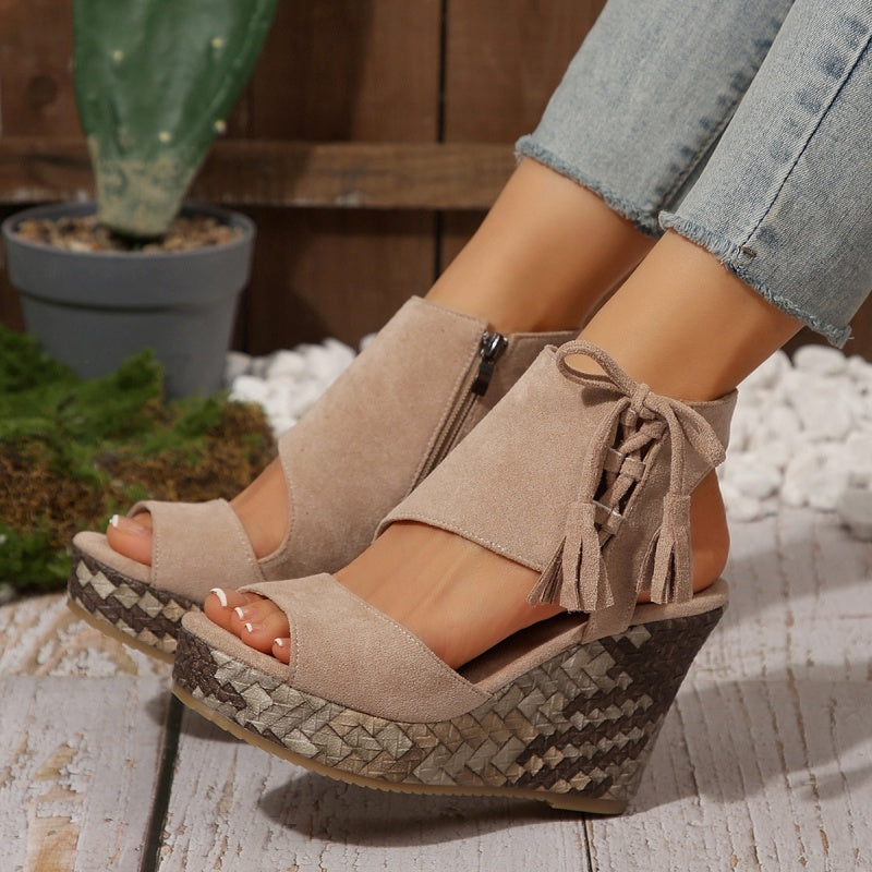 Natalie | Boho Wedge Tassel Sandals
