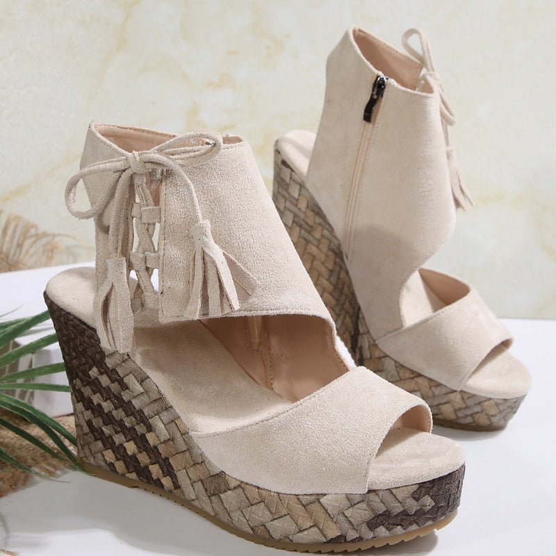 Natalie | Boho Wedge Tassel Sandals