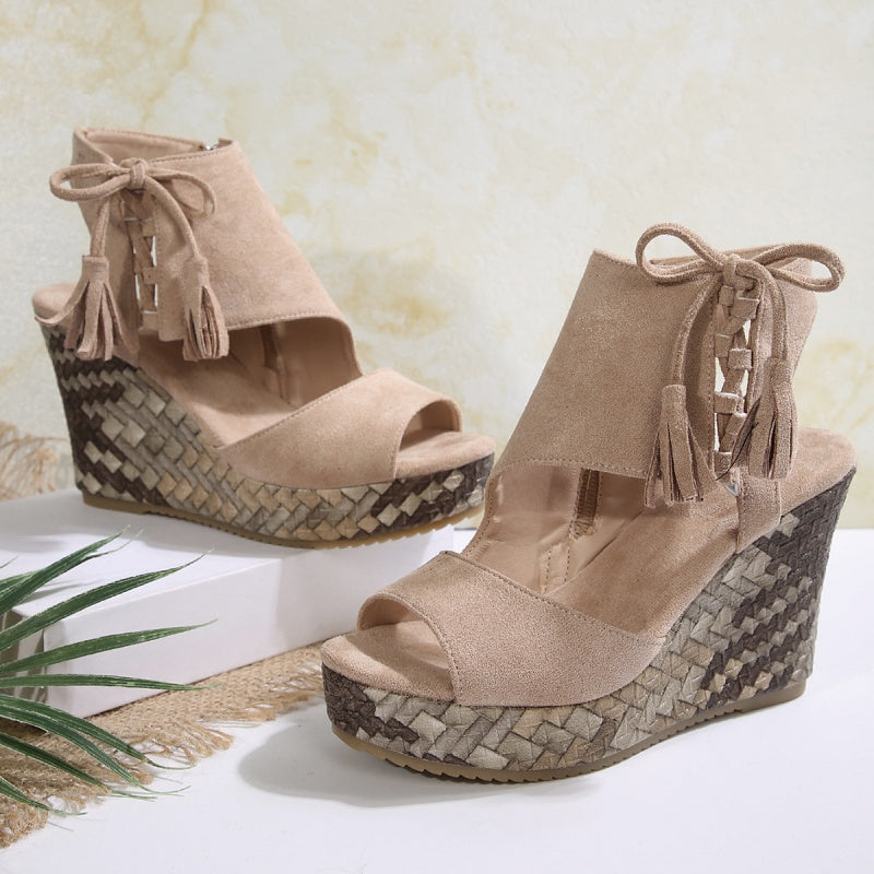 Natalie | Boho Wedge Tassel Sandals