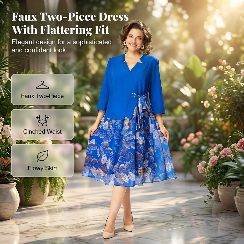 Silvia | Faux Two-Piece Leaf Dress