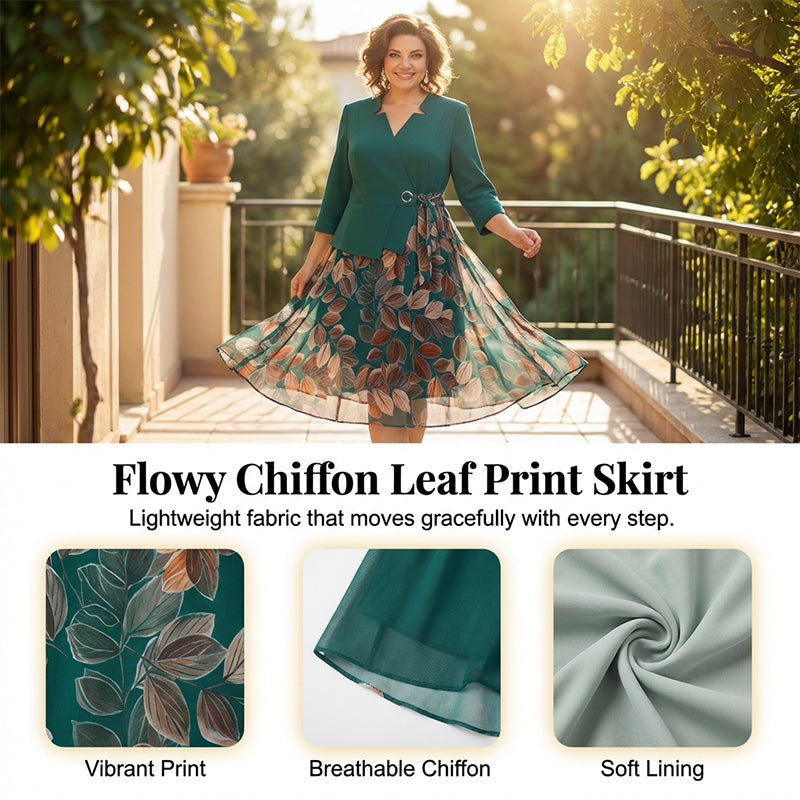 Silvia | Faux Two-Piece Leaf Dress