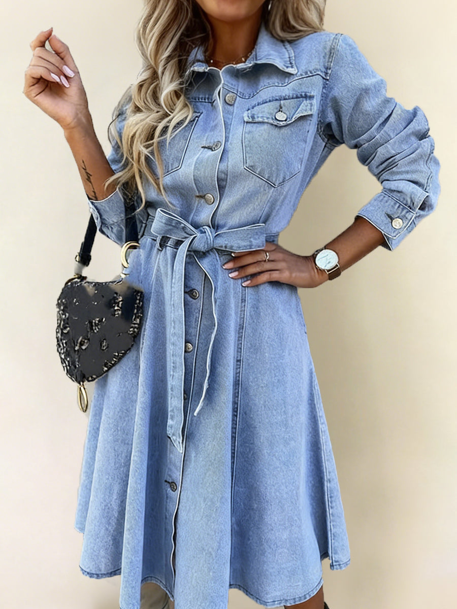 Naomi | Long Sleeve Relaxed Denim Dress