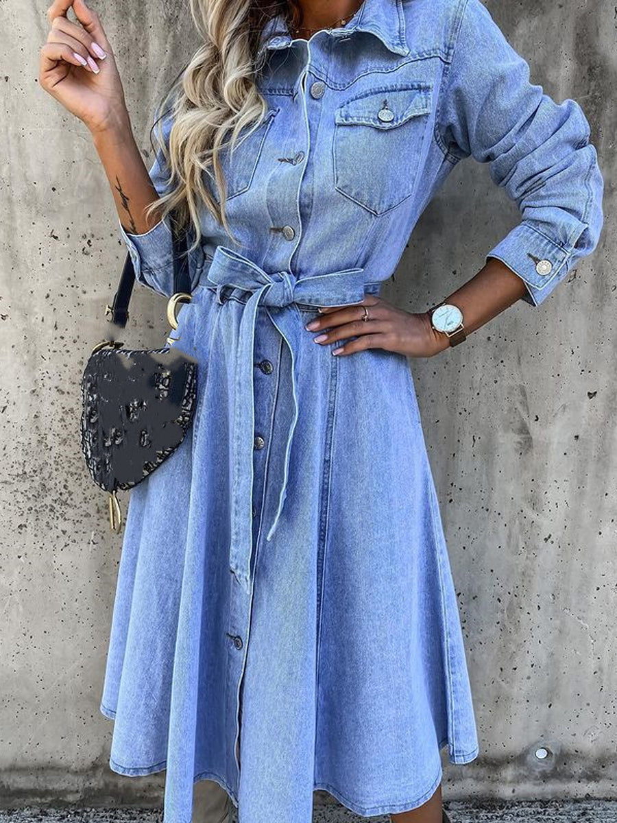 Naomi | Long Sleeve Relaxed Denim Dress