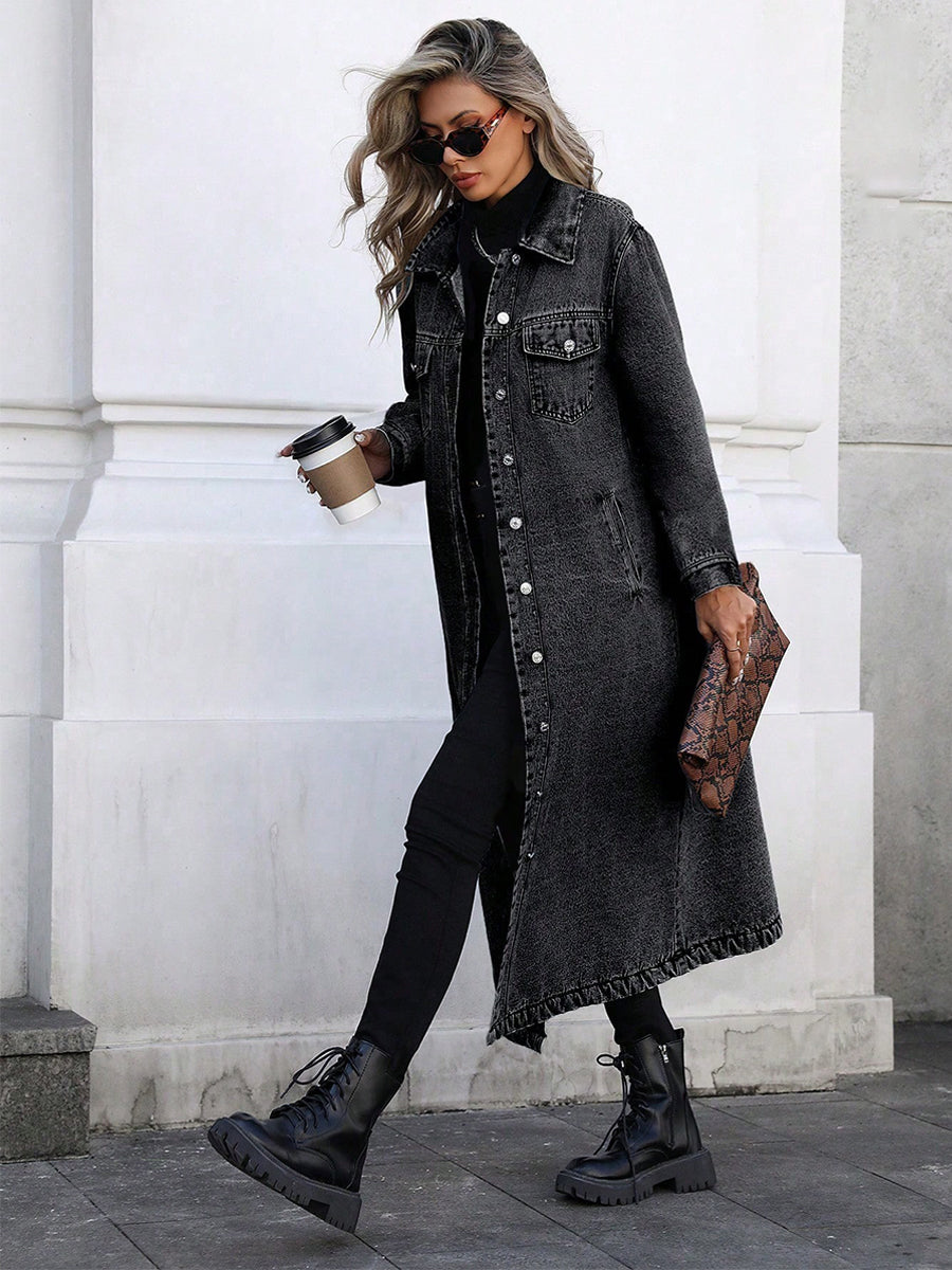 Lena | Relaxed Long Denim Jacket