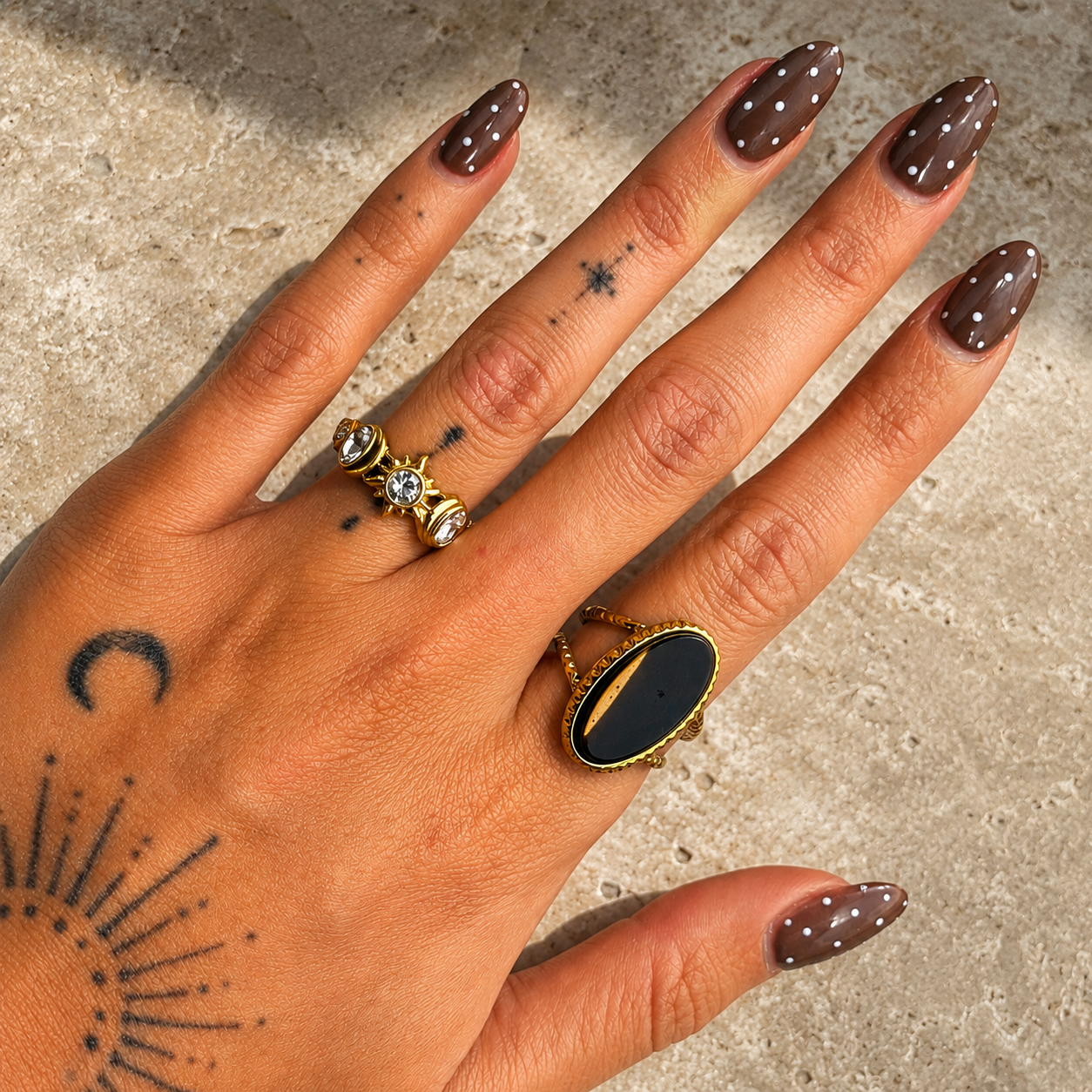 Perla | Adjustable Brown Stone Ring