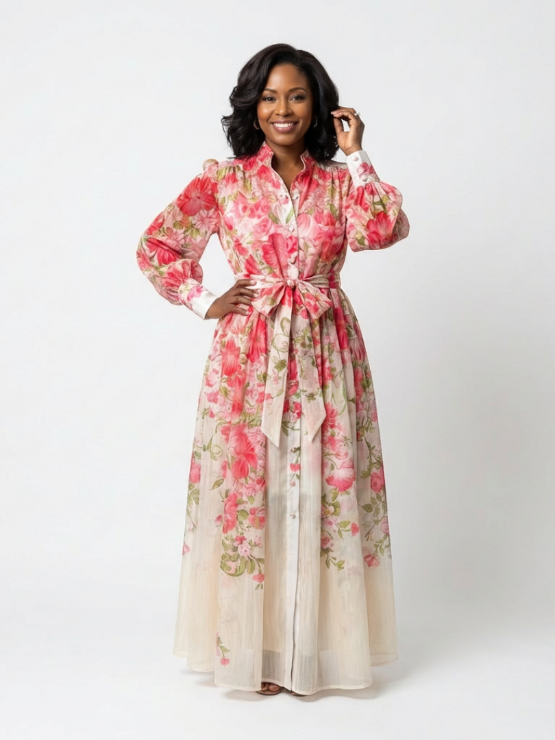 Cadence | Sheer Floral Maxi Dress