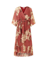 Yasmine | Floral Kimono Midi Wrap Dress