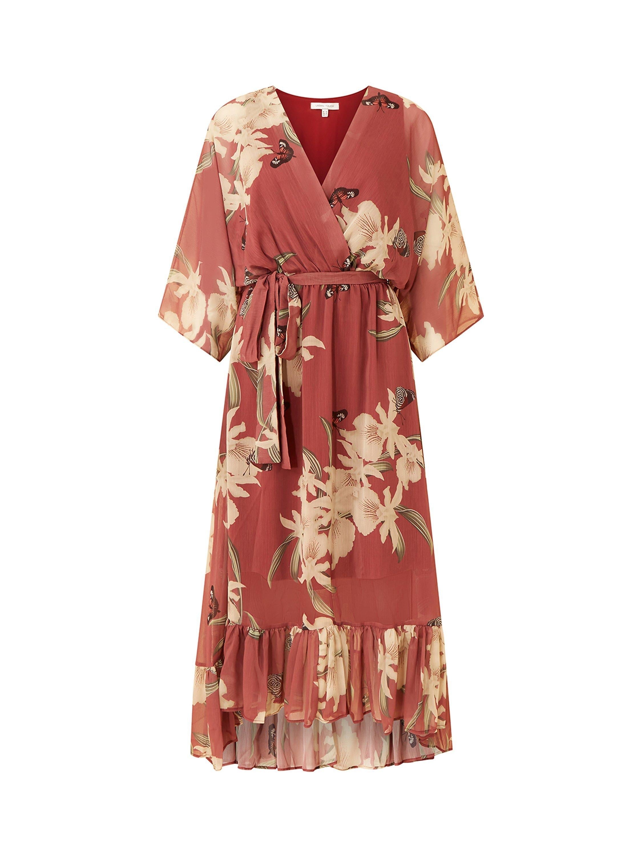 Yasmine | Floral Kimono Midi Wrap Dress