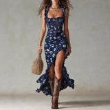 Vesna | Boho Midi Dress with Ruffle Sleeves