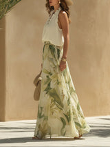 Bobbie | Chiffon Ruffle Top & Lily Print Pants Set
